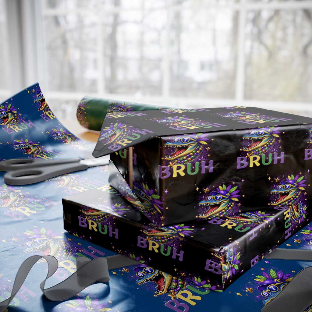 67 Mardi Gras Wrapping Paper Roll Funny Alligator Six Seven Bruh Meme