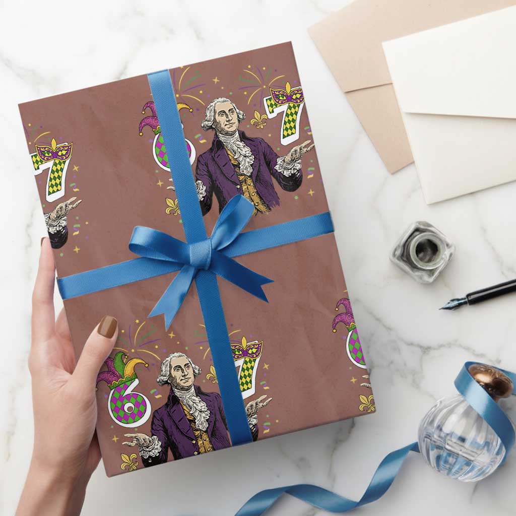 67 Mardi Gras Wrapping Paper Roll Funny Six Seven George Washington Meme