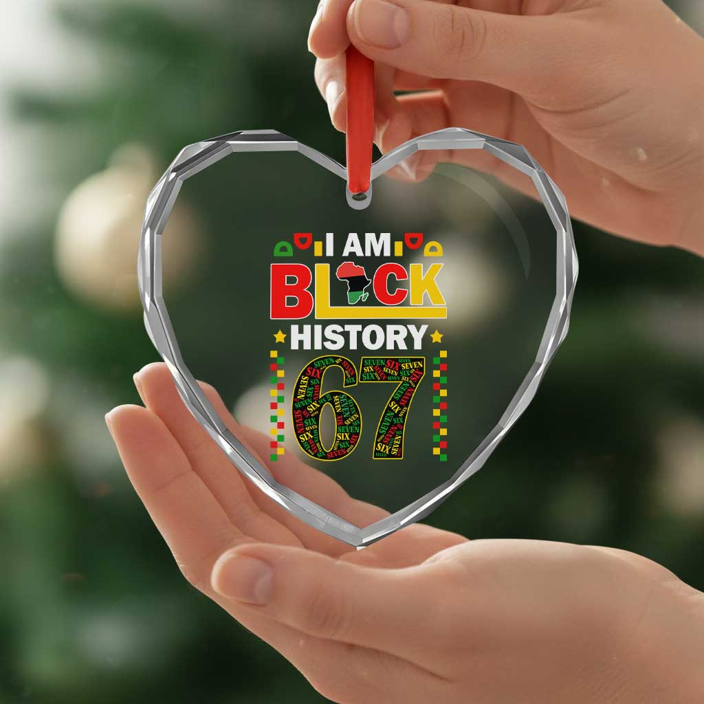 67 Meme Black History Month Heart Crystal Glass Ornament African American Pride