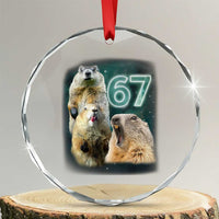 67 Meme Groundhog Crystal Glass Ornament Howling At The Moon Funny Six Seven Meme Ground Hog Day - Wonder Print Shop