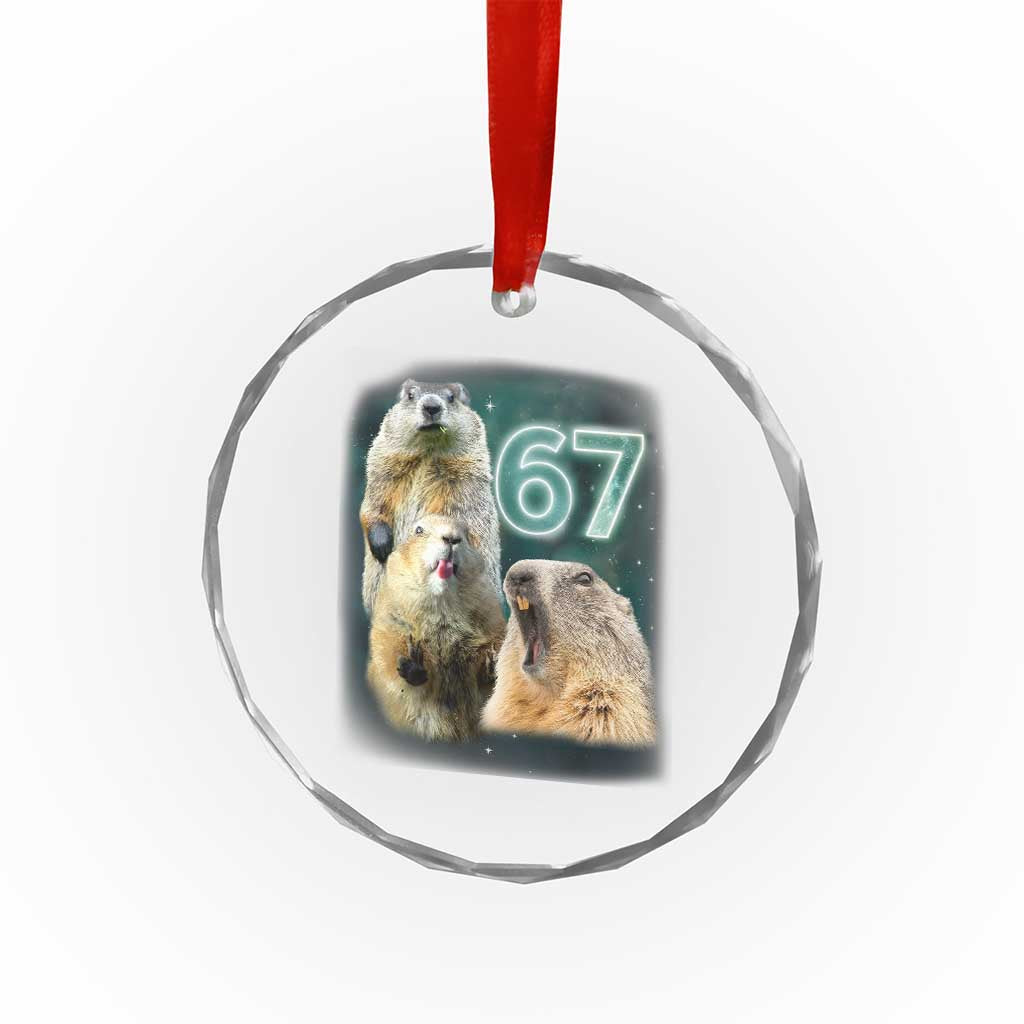 67 Meme Groundhog Crystal Glass Ornament Howling At The Moon Funny Six Seven Meme Ground Hog Day - Wonder Print Shop