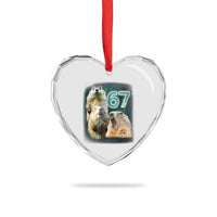 67 Meme Groundhog Heart Crystal Glass Ornament Howling At The Moon Funny Six Seven Meme Ground Hog Day - Wonder Print Shop