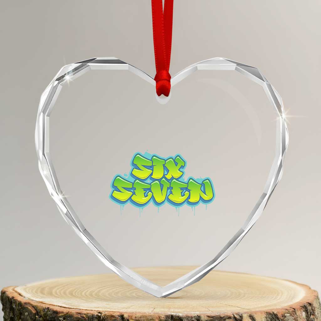 67 Meme Heart Crystal Glass Ornament Six Seven Funny Gen Alpha Slang Saying - Wonder Print Shop