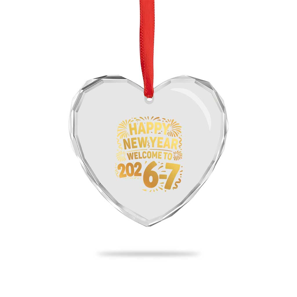 67 New Years Eve Heart Crystal Glass Ornament Funny Six Seven 2026 Meme 6 7 Numbers Kid Gen Alpha - Wonder Print Shop