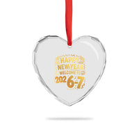 67 New Years Eve Heart Crystal Glass Ornament Funny Six Seven 2026 Meme 6 7 Numbers Kid Gen Alpha - Wonder Print Shop