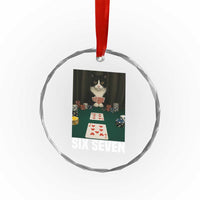 67 Poker Cat Crystal Glass Ornament Funny Six Seven Meme - Wonder Print Shop