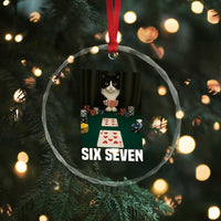 67 Poker Cat Crystal Glass Ornament Funny Six Seven Meme - Wonder Print Shop