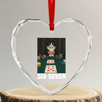 67 Poker Cat Heart Crystal Glass Ornament Funny Six Seven Meme - Wonder Print Shop
