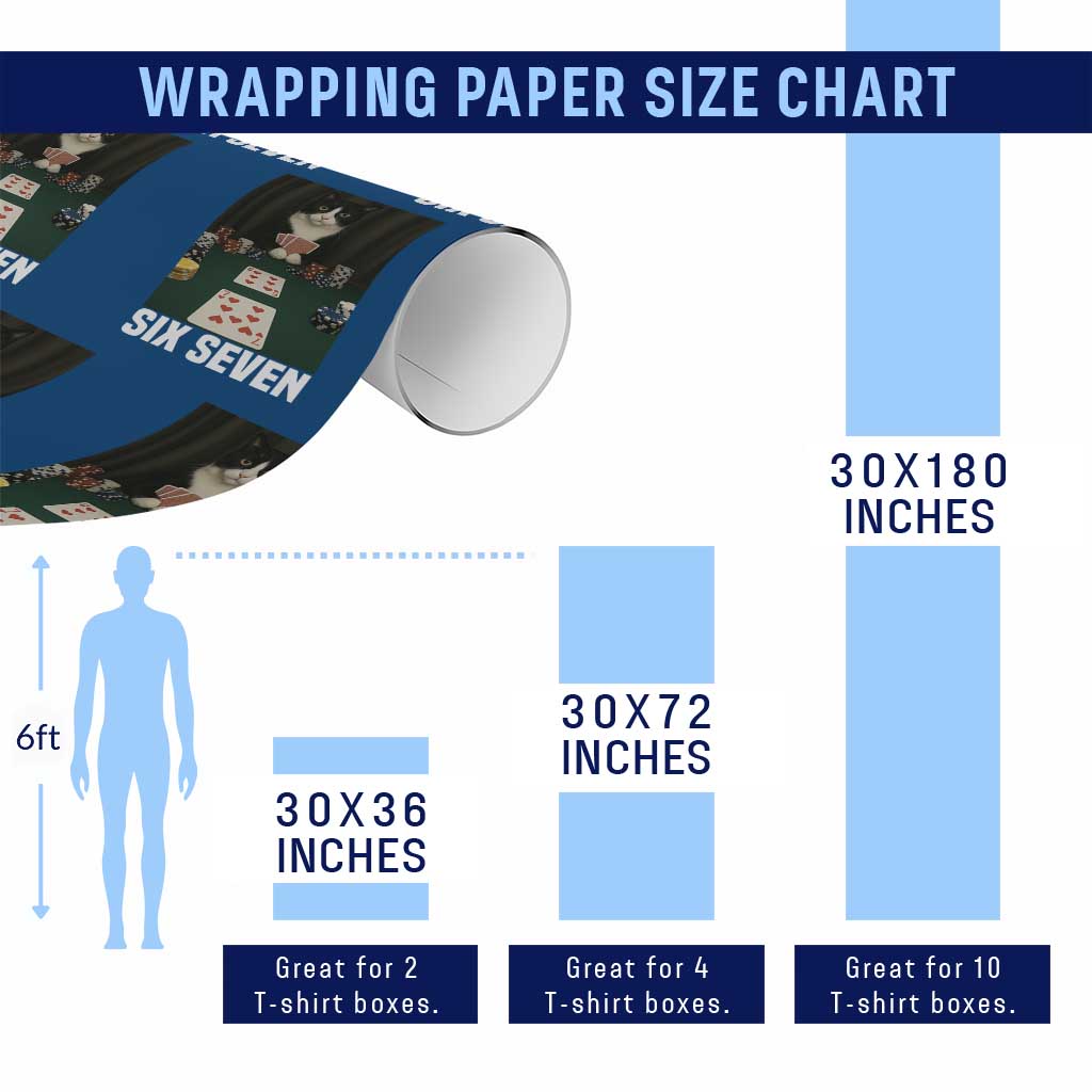 67 Poker Cat Wrapping Paper Roll Funny Six Seven Meme - Wonder Print Shop