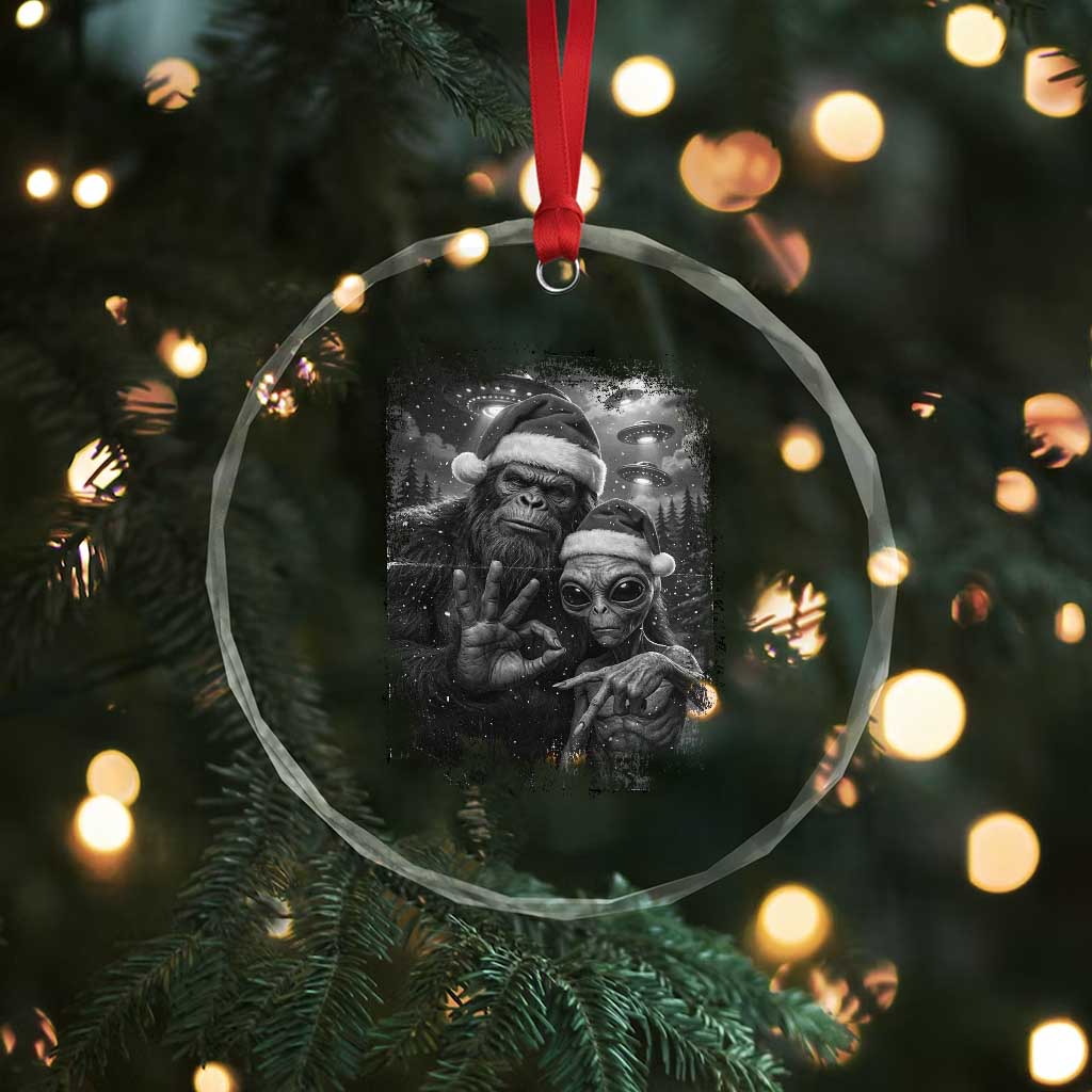 67 Six Seven Bigfoot Christmas Crystal Glass Ornament Sasquatch Ailen Selfie UFO Meme - Wonder Print Shop