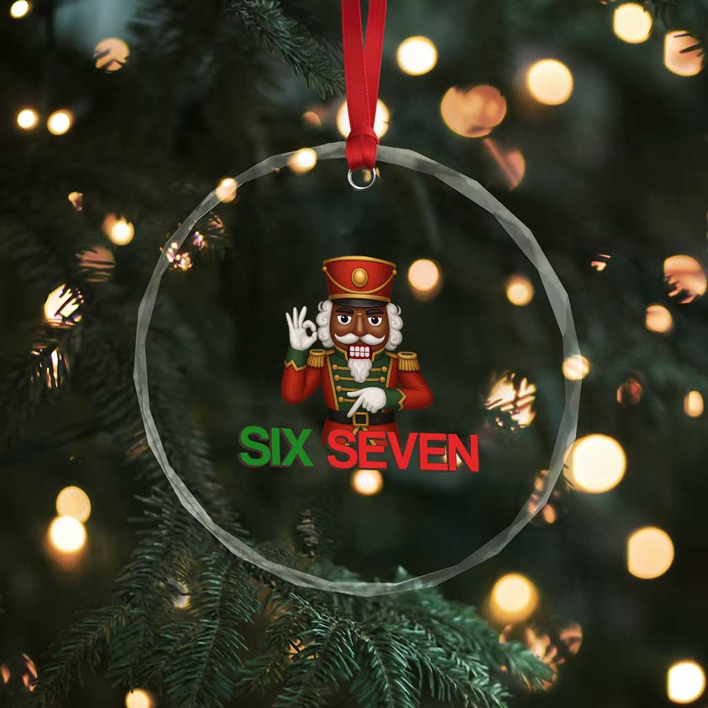 67 Six Seven Black Nutcracker Christmas Meme Crystal Glass Ornament - Wonder Print Shop