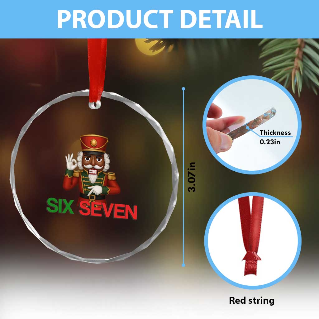 67 Six Seven Black Nutcracker Christmas Meme Crystal Glass Ornament - Wonder Print Shop