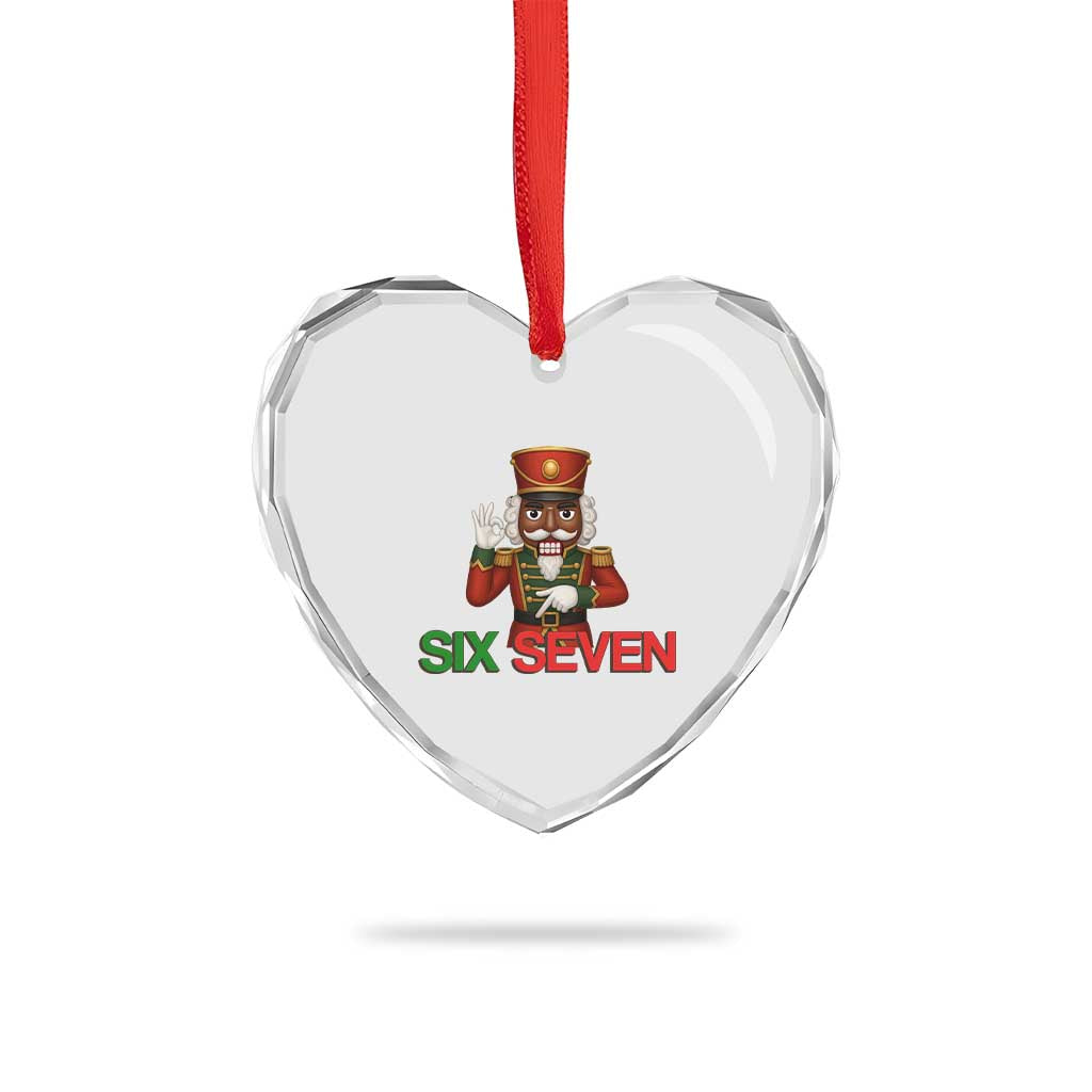 67 Six Seven Black Nutcracker Christmas Meme Heart Crystal Glass Ornament - Wonder Print Shop