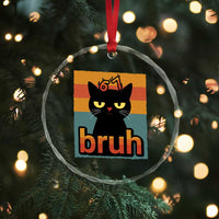 67 Six Seven Bruh Cat Meme Crystal Glass Ornament Cute Black Cat Funny Saying - Wonder Print Shop