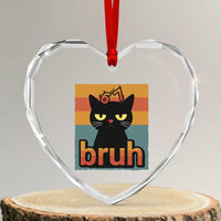 67 Six Seven Bruh Cat Meme Heart Crystal Glass Ornament Cute Black Cat Funny Saying - Wonder Print Shop