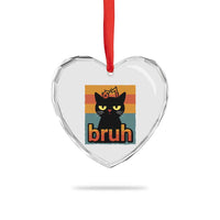 67 Six Seven Bruh Cat Meme Heart Crystal Glass Ornament Cute Black Cat Funny Saying - Wonder Print Shop