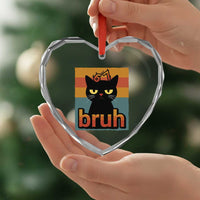 67 Six Seven Bruh Cat Meme Heart Crystal Glass Ornament Cute Black Cat Funny Saying - Wonder Print Shop