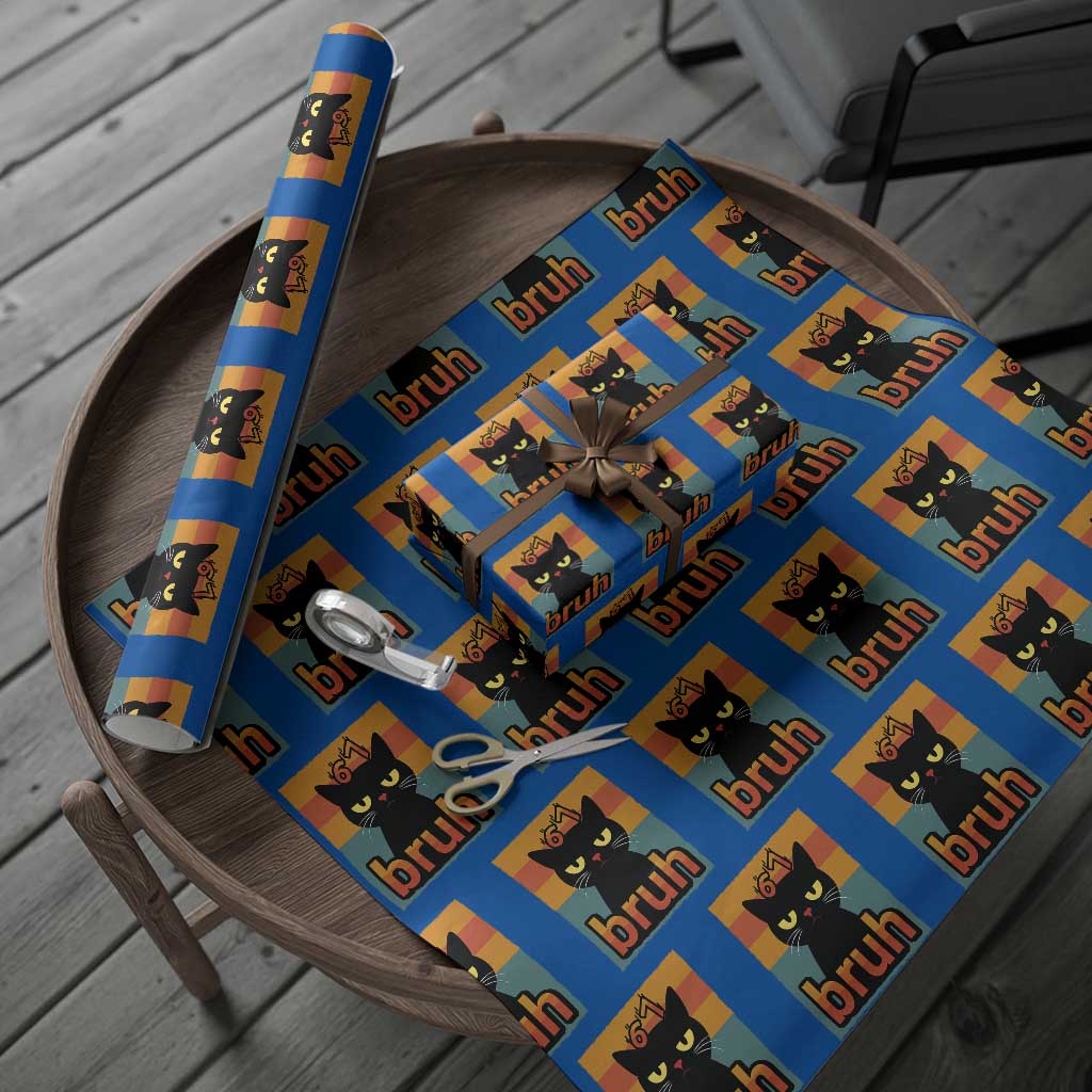 67 Six Seven Bruh Cat Meme Wrapping Paper Roll Cute Black Cat Funny Saying - Wonder Print Shop