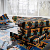 67 Six Seven Bruh Cat Meme Wrapping Paper Roll Cute Black Cat Funny Saying - Wonder Print Shop
