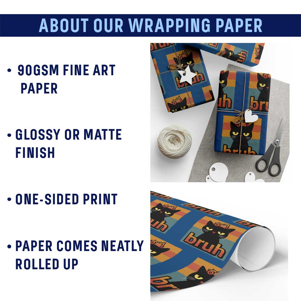 67 Six Seven Bruh Cat Meme Wrapping Paper Roll Cute Black Cat Funny Saying - Wonder Print Shop