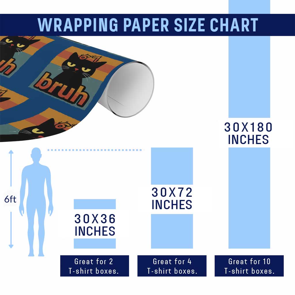 67 Six Seven Bruh Cat Meme Wrapping Paper Roll Cute Black Cat Funny Saying - Wonder Print Shop