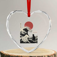67 Six Seven Bruh Meme Heart Crystal Glass Ornament Funny Japanese Black Cat Surfing The Great Wave Kanagawa - Wonder Print Shop