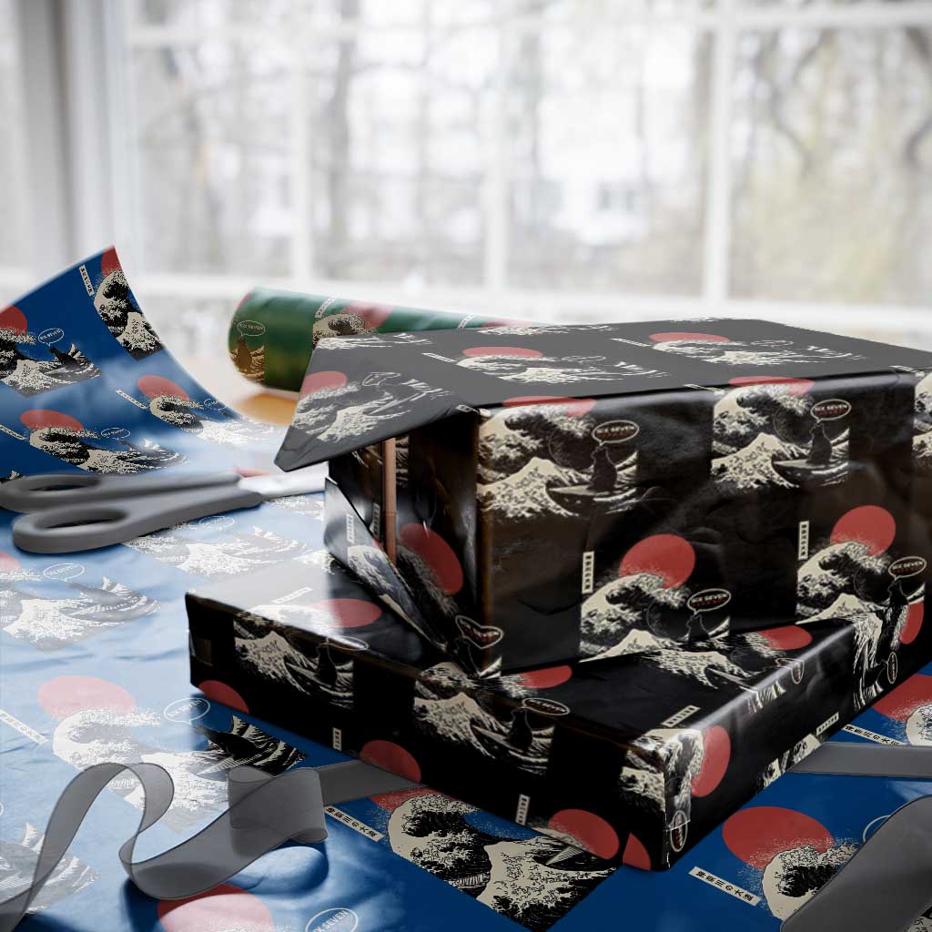 67 Six Seven Bruh Meme Wrapping Paper Roll Funny Japanese Black Cat Surfing The Great Wave Kanagawa - Wonder Print Shop