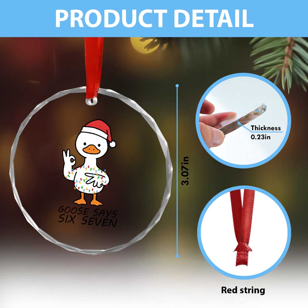 67 Six Seven Chirtsmas Meme Crystal Glass Ornament Funny Silly Goose - Wonder Print Shop
