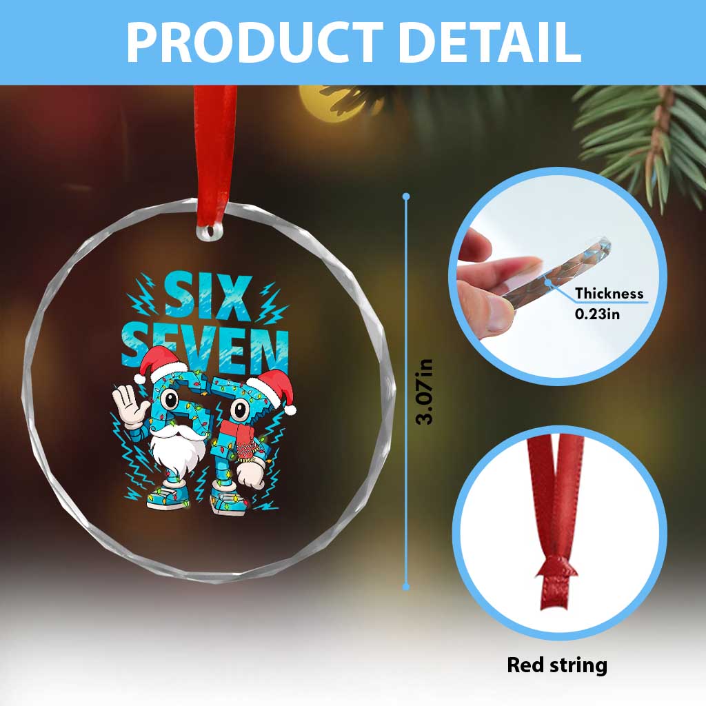 67 Six Seven Christmas Crystal Glass Ornament Funny Italian Brainrot Meme - Wonder Print Shop
