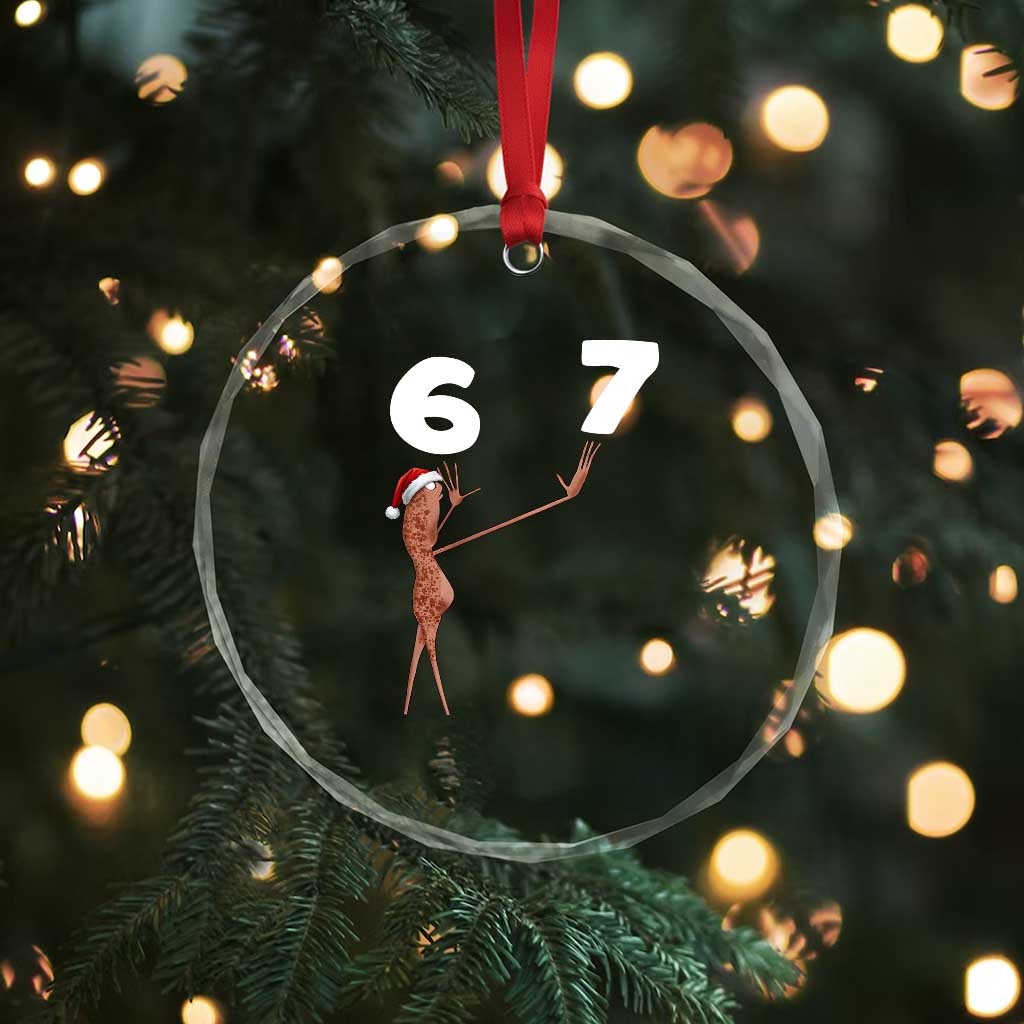 67 Six Seven Christmas Crystal Glass Ornament Marcus The Worm Meme - Wonder Print Shop