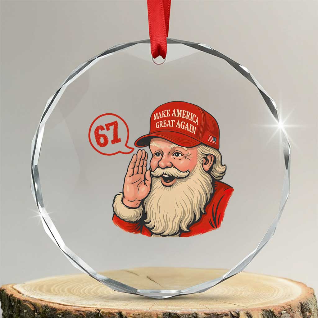 67 Six Seven Christmas Crystal Glass Ornament Santa MAGA Hat Xmas - Wonder Print Shop