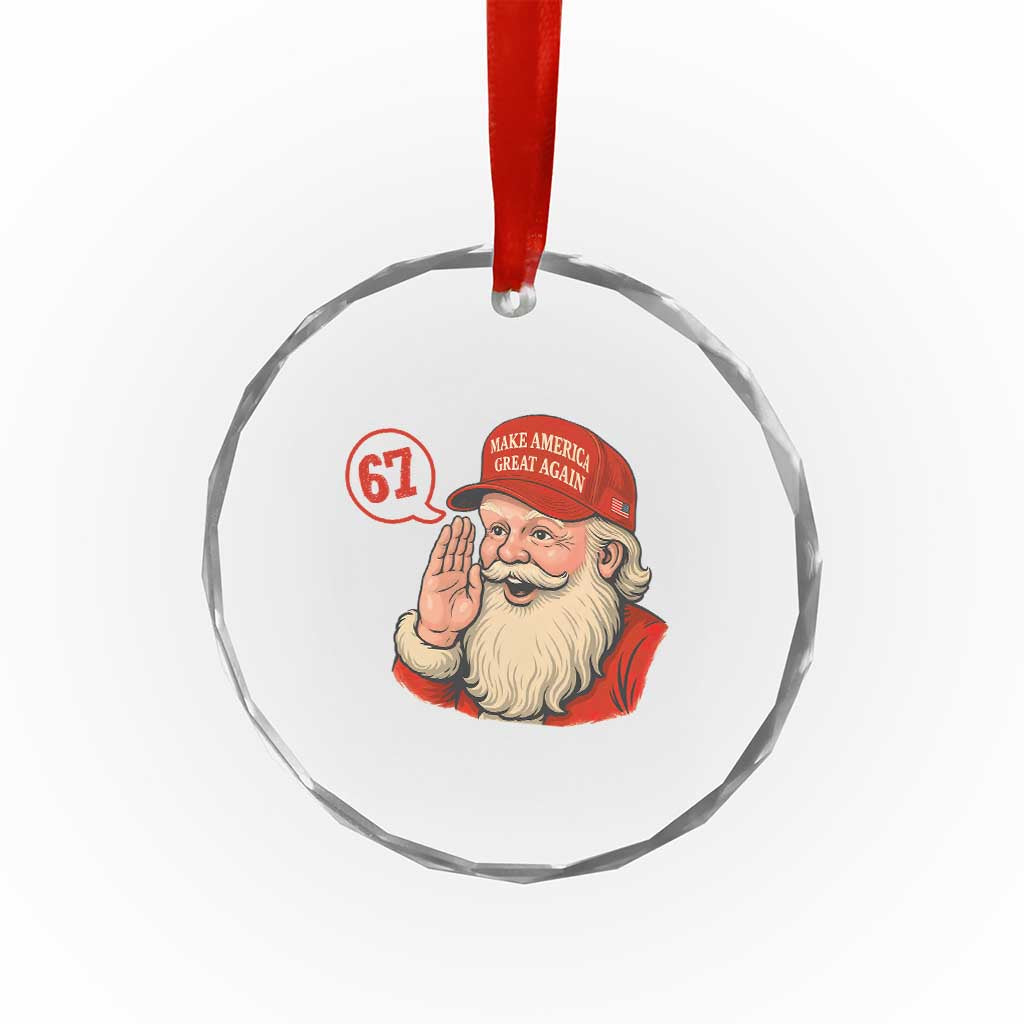 67 Six Seven Christmas Crystal Glass Ornament Santa MAGA Hat Xmas TS14