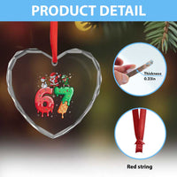 67 Six Seven Christmas Heart Crystal Glass Ornament Funny Dabbing Santa Elf Friends 6 7 Meme Gen Alpha Slang - Wonder Print Shop
