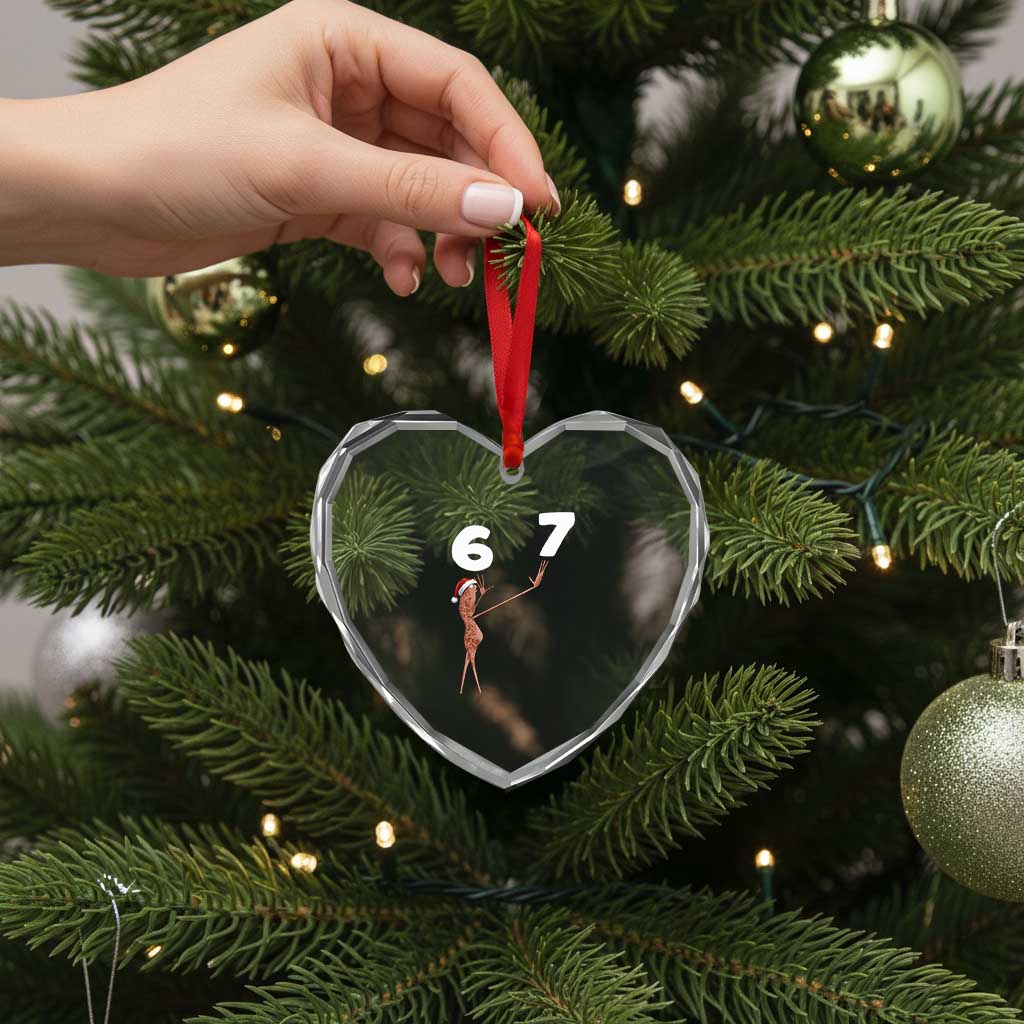 67 Six Seven Christmas Heart Crystal Glass Ornament Marcus The Worm Meme - Wonder Print Shop