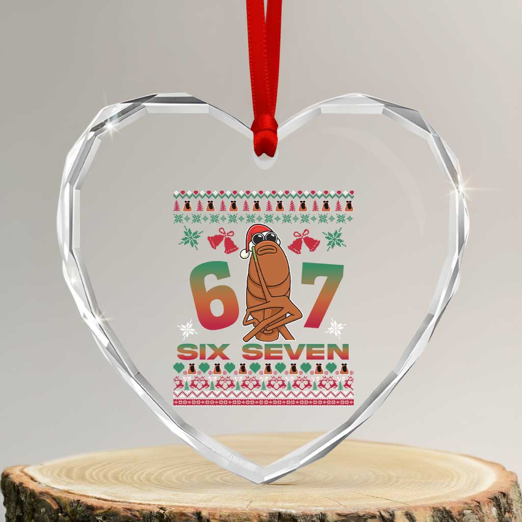 67 Six Seven Christmas Heart Crystal Glass Ornament Marcus The Worm Robert Meme - Wonder Print Shop