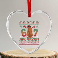 67 Six Seven Christmas Heart Crystal Glass Ornament Marcus The Worm Robert Meme - Wonder Print Shop