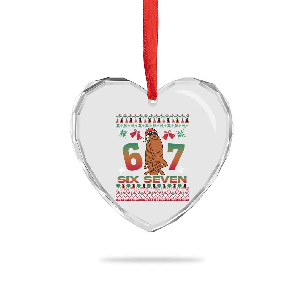 67 Six Seven Christmas Heart Crystal Glass Ornament Marcus The Worm Robert Meme - Wonder Print Shop