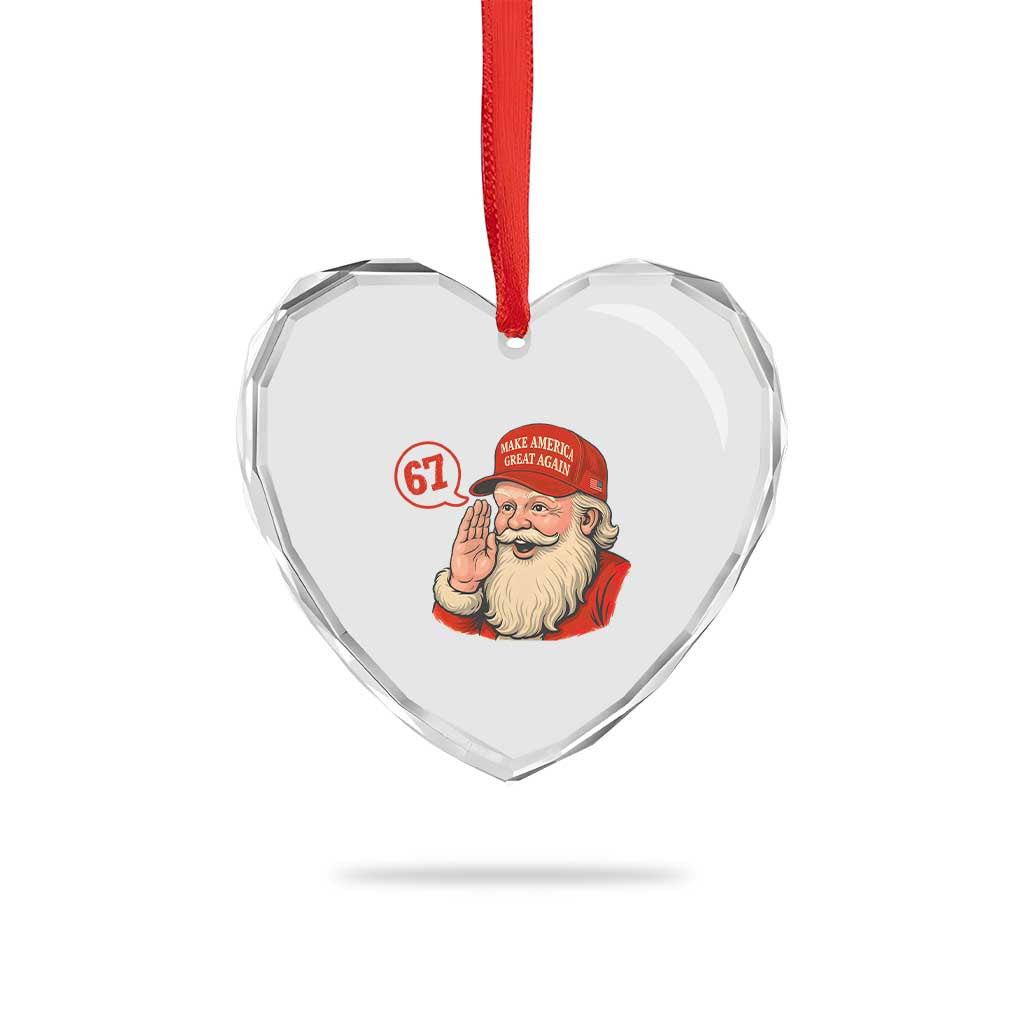 67 Six Seven Christmas Heart Crystal Glass Ornament Santa MAGA Hat Xmas - Wonder Print Shop