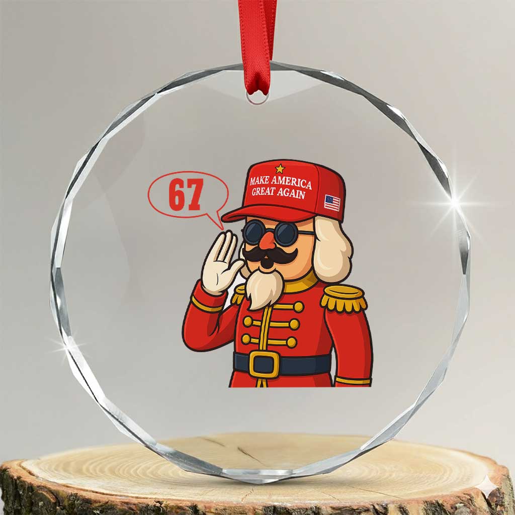 67 Six Seven Christmas Meme Crystal Glass Ornament Funny Nutcracker Make Xmas Great Again - Wonder Print Shop