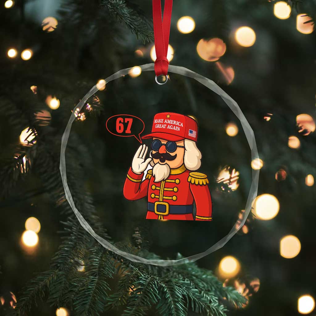 67 Six Seven Christmas Meme Crystal Glass Ornament Funny Nutcracker Make Xmas Great Again - Wonder Print Shop