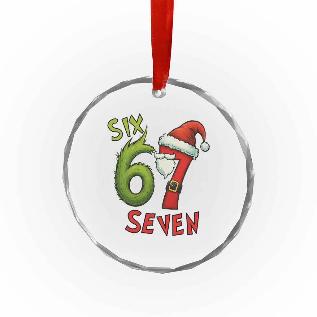 67 Six Seven Christmas Meme Crystal Glass Ornament Funny Santa Xmas - Wonder Print Shop