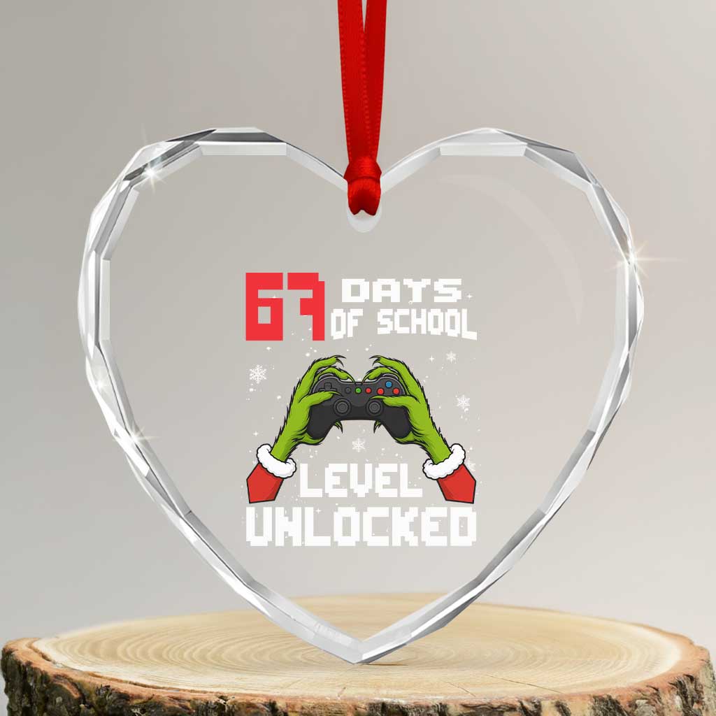 67 Six Seven Christmas Meme Heart Crystal Glass Ornament Funny Elf Hand Video Game Xmas - Wonder Print Shop
