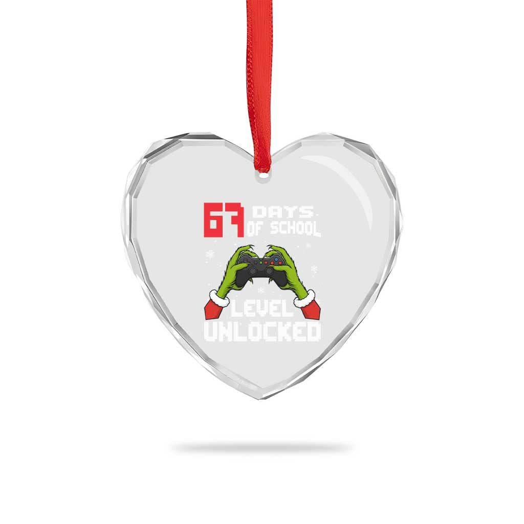 67 Six Seven Christmas Meme Heart Crystal Glass Ornament Funny Elf Hand Video Game Xmas - Wonder Print Shop