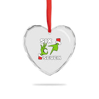 67 Six Seven Christmas Meme Heart Crystal Glass Ornament Funny Elf Hands - Wonder Print Shop