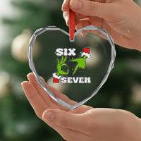 67 Six Seven Christmas Meme Heart Crystal Glass Ornament Funny Elf Hands - Wonder Print Shop