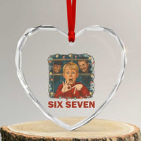 67 Six Seven Christmas Meme Heart Crystal Glass Ornament Funny Family Xmas Movie - Wonder Print Shop