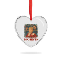 67 Six Seven Christmas Meme Heart Crystal Glass Ornament Funny Family Xmas Movie - Wonder Print Shop