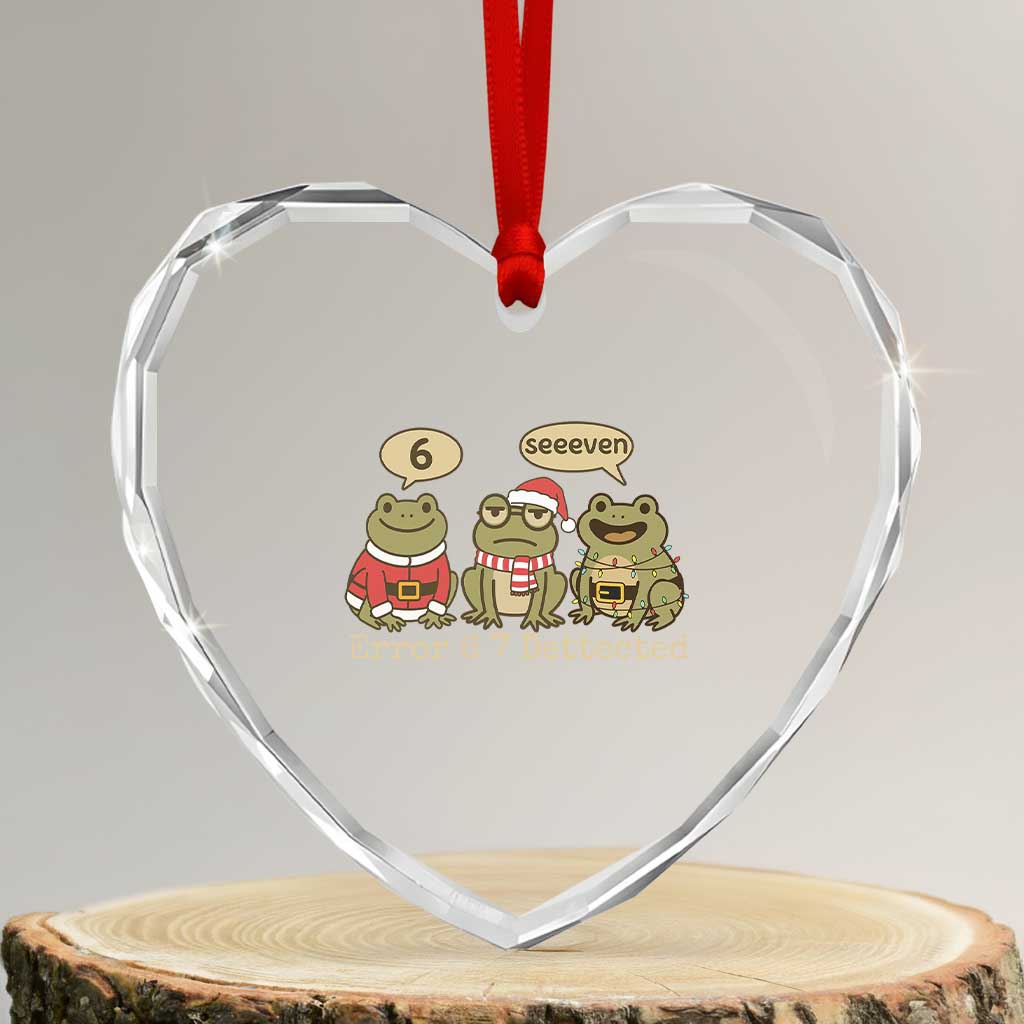 67 Six Seven Christmas Meme Heart Crystal Glass Ornament Funny Frog Christmas Xmas - Wonder Print Shop