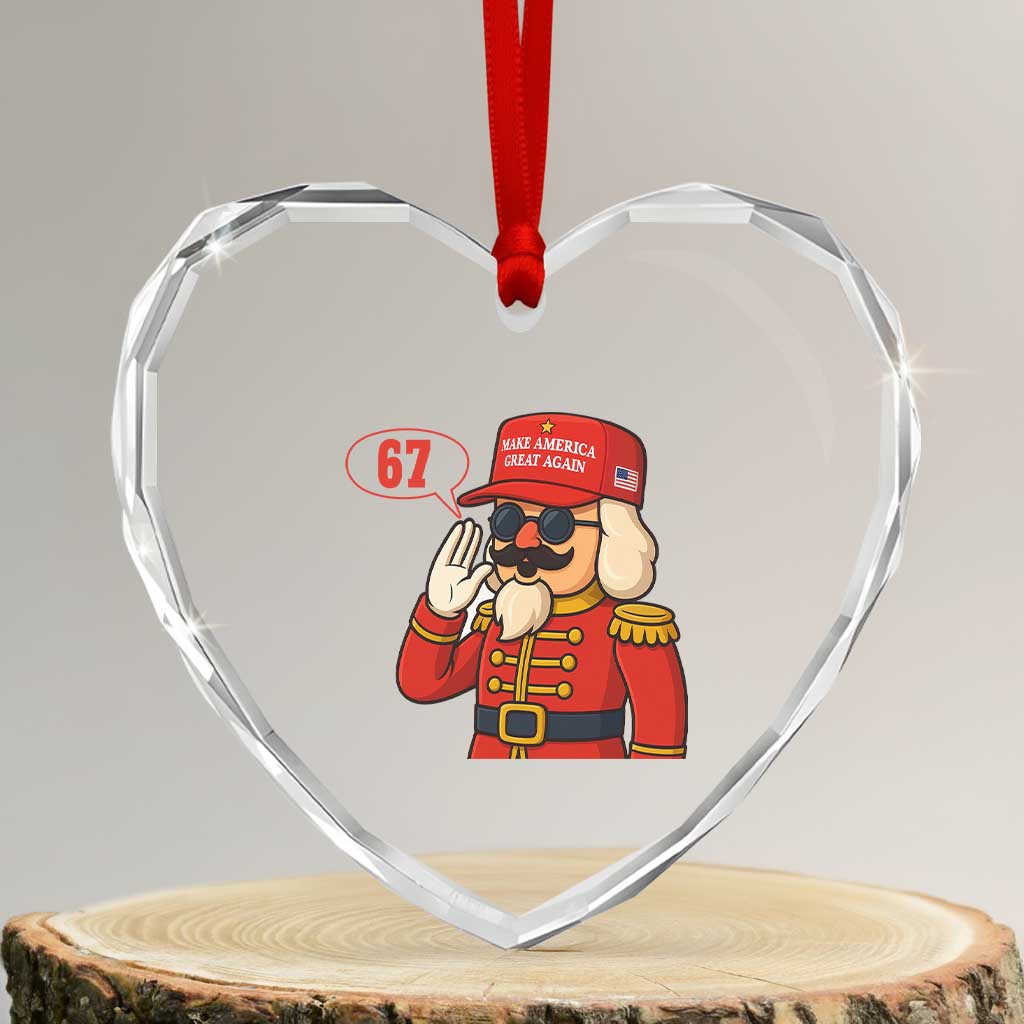 67 Six Seven Christmas Meme Heart Crystal Glass Ornament Funny Nutcracker Make Xmas Great Again - Wonder Print Shop