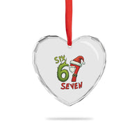 67 Six Seven Christmas Meme Heart Crystal Glass Ornament Funny Santa Xmas - Wonder Print Shop